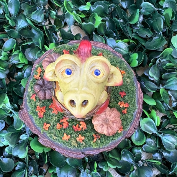 Woodland dragon, hand sculpted polymer clay dragon