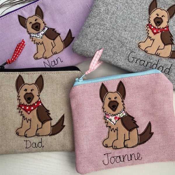 Alsatian German Shepherd Purse - Personalised Dog Wallet or Coin Pouch