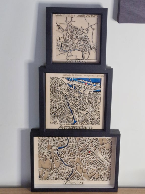 Personalised Custom 3D wooden map: Personalised location