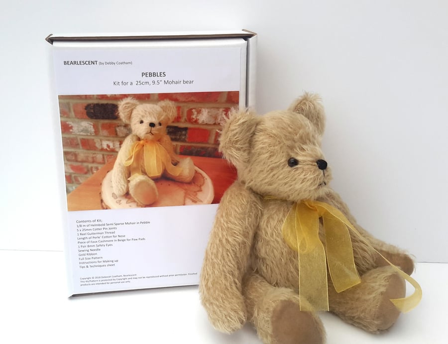 Pebbles, Make your own Bear Kit, Mohair Bear Making Kit, Artist Bear