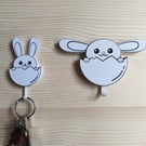 Bunny Key Keeper 3D Printed Key Hanger with Ears That Rise Cute Home Organizer