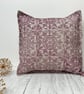 Hand Printed Organic Cotton Square Cushion - ASTA - Raspberry Red - Image 1