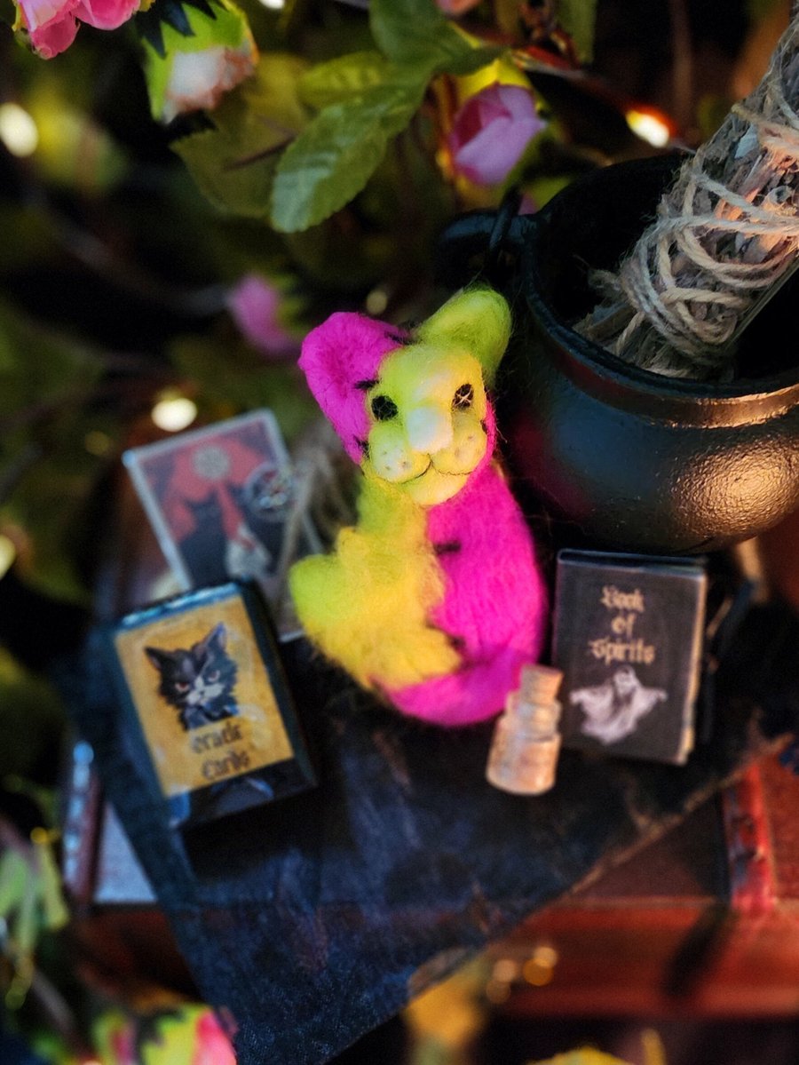 Adopt a Ghost cat with miniature Oracle cards, cat gift for cat lovers,