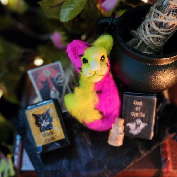 Adopt a Ghost cat with miniature Oracle cards, cat gift for cat lovers,