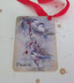 GIFT TAGS, Christmas . Set of 3 ( with diff. sentiments) Bird , berries. Winter. - Image 2