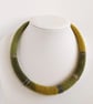 Felted cord necklace - shades of olive green and mustard yellow - Image 3