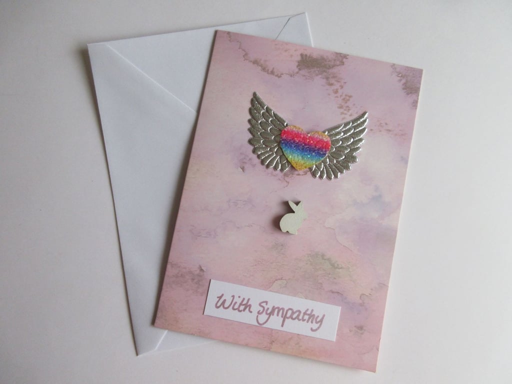 Rabbit Pet Loss Sympathy Condolences Greetings Card Bunny Rainbow Bridge