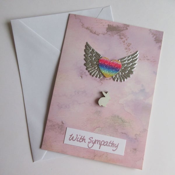 Rabbit Pet Loss Sympathy Condolences Greetings Card Bunny Rainbow Bridge