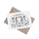 Coastal Symmetry - Seahorses: A5 Blank Greetings Card 