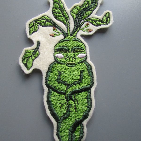 Mandrake Mandragora Plant Embroidered Sew on Applique Patch