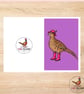 Pheasant Greetings Card - Hand Drawn Pheasant in Pink Wellies - A6 Card - Image 8