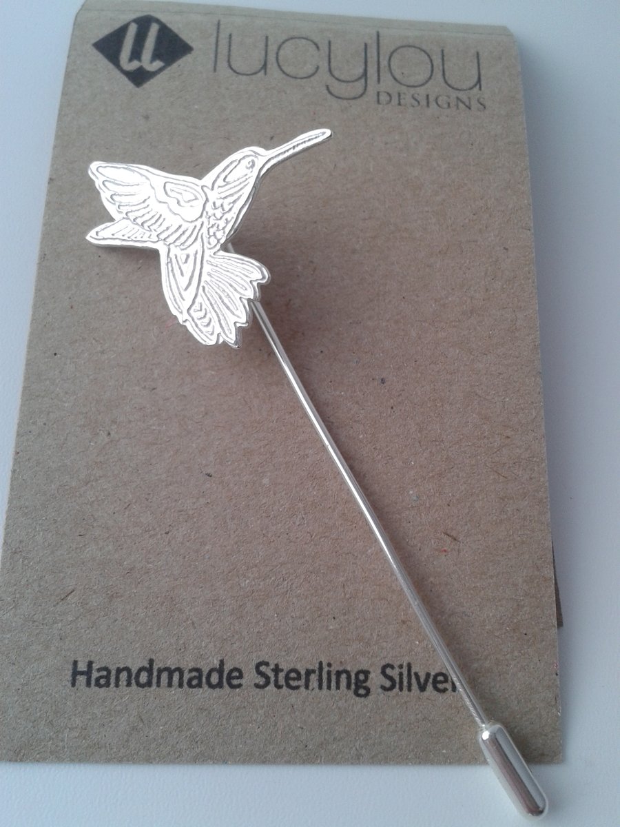 Hummingbird silver brooch pin