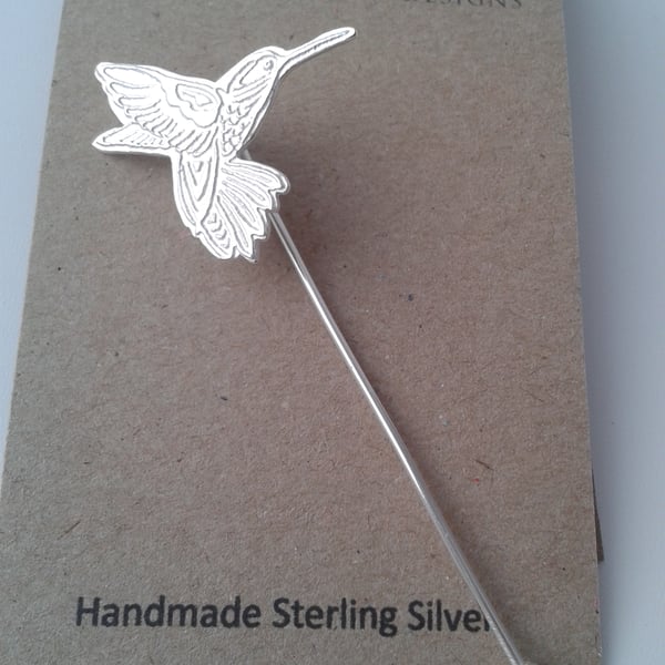 Hummingbird silver brooch pin