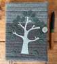 Notebook & Journal Cover with Hand Stitched Tree in Felt & Vintage Welsh Tweed  - Image 1