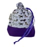 two at a time knitting bag with dogs, sock sack, drawstring divided pouch,  - Image 2