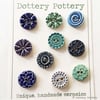 Set of ten little handmade ceramic buttons pottery buttons