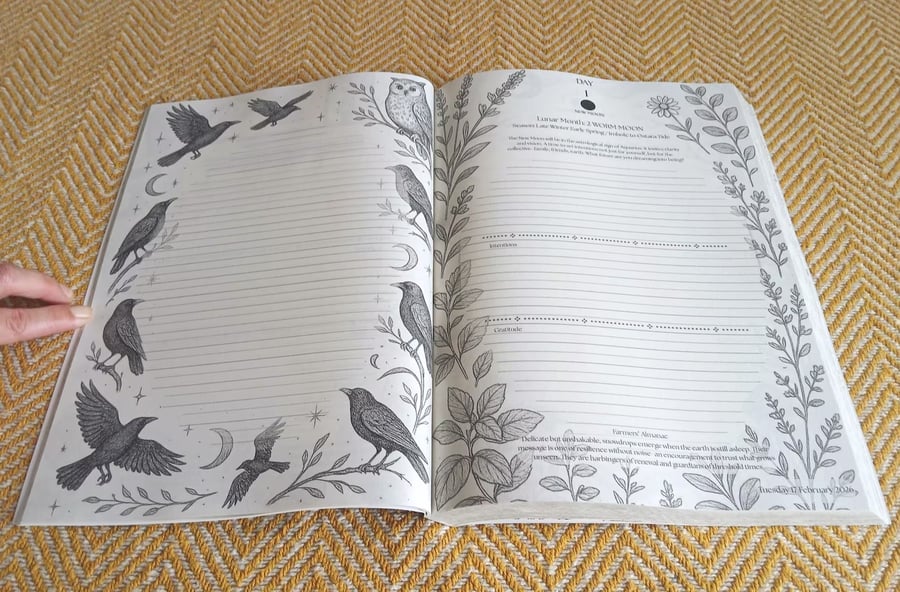 The Witch's Garden A4 Day per page Lunar Cycle Diary Moon Phase Planner BLUE