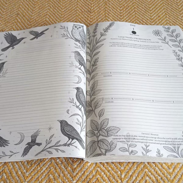 The Witch's Garden A4 Day per page Lunar Cycle Diary Moon Phase Planner BLUE
