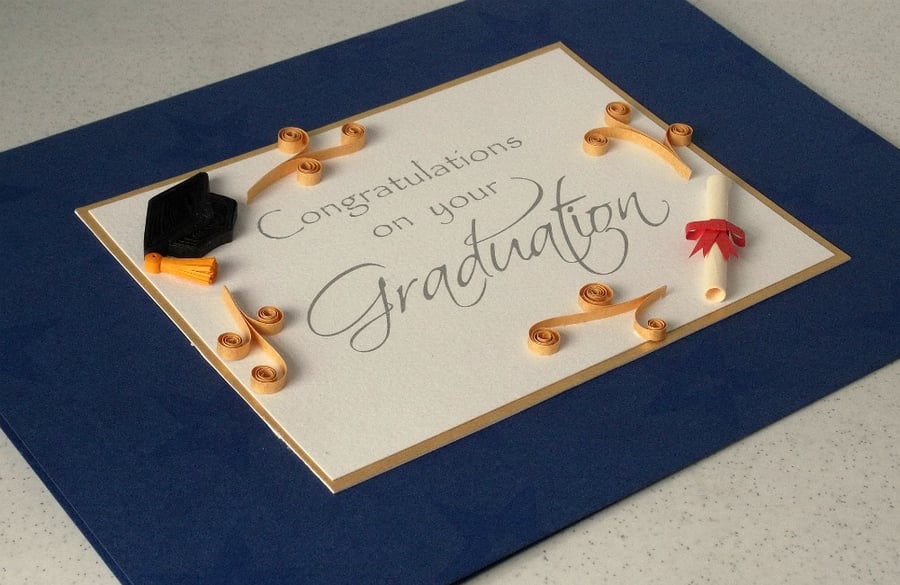 Quilled graduation congratulations card