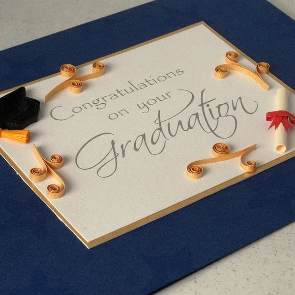 Quilled graduation congratulations card