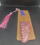 Resin feather bookmarks pink & blue Omber ,Tassel detail - Image 3