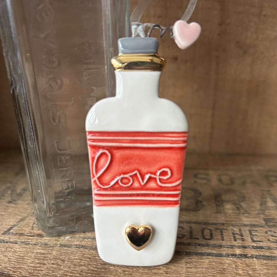 Ceramic Love Spell Potion Bottle decoration Red