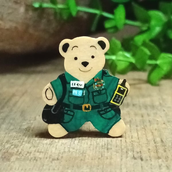 Paramedic Gift, Handmade Personalised Paramedic Bear Lanyard Badge Pin