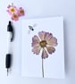 Handmade Real Pressed Flower Cosmos and Bee Greeting Card - Image 1