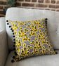 Botanical cotton cushion cover with pompoms - Image 3