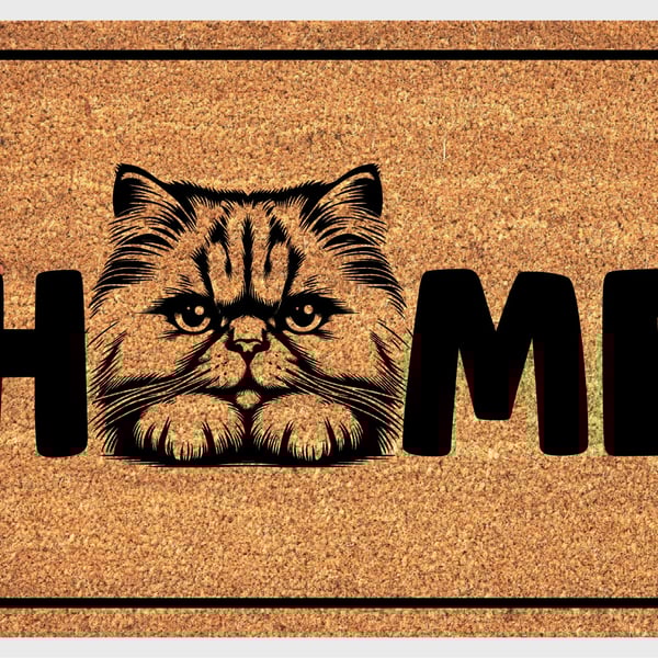 Persian Cat Home Door Mat No.3 - Persian Cat Welcome Mat - 3 Sizes