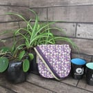 Upcycled Coffee Sack - Mini Shoulder Bag - Purple floral