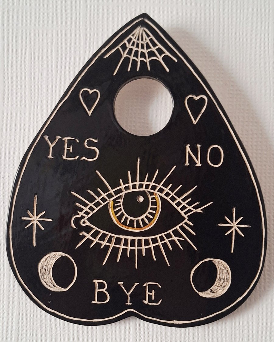 Ceramic Ouija Board Planchette - hanging ceramic decoration