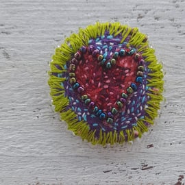 Textile Heart Brooch