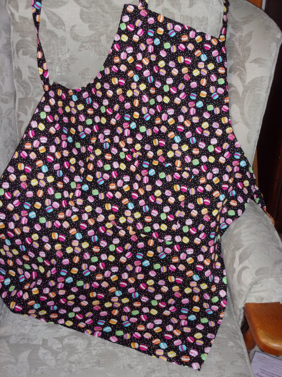 Adult Apron with Colourful Macaroons on Black