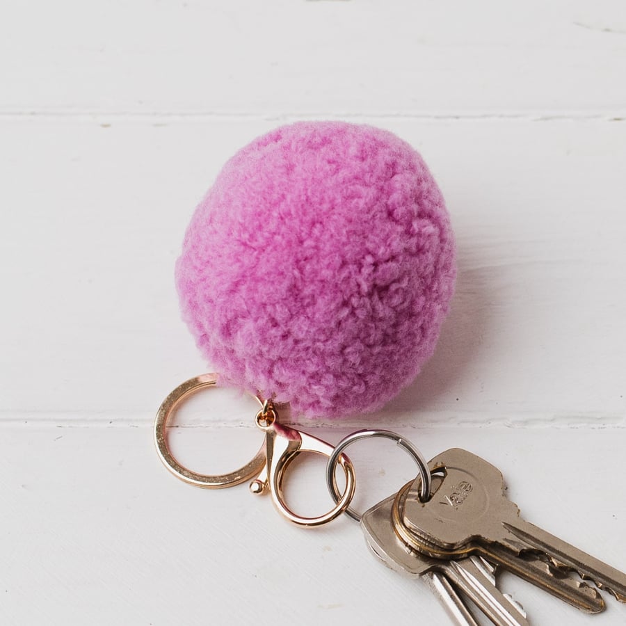 Summer Seconds Pom Pom keyring bag charm - thulian pink