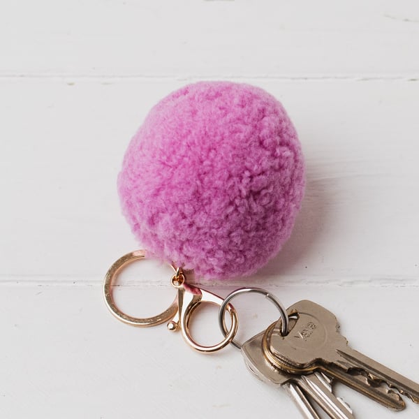 Summer Seconds Pom Pom keyring bag charm - thulian pink