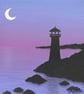 Lighthouse at Dusk Original Acrylic Art - small seascape painting on canvas - Image 1