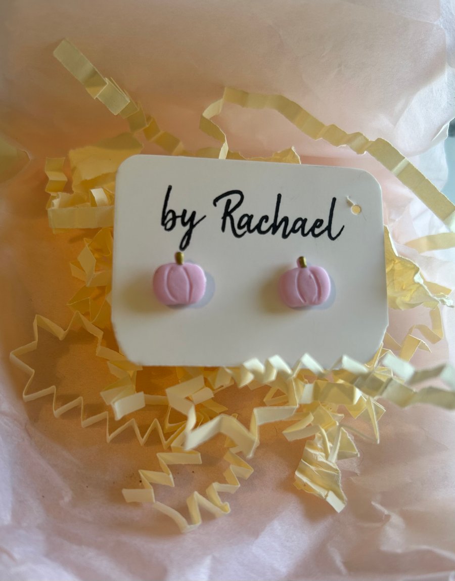 Pastel pink pumpkin studs