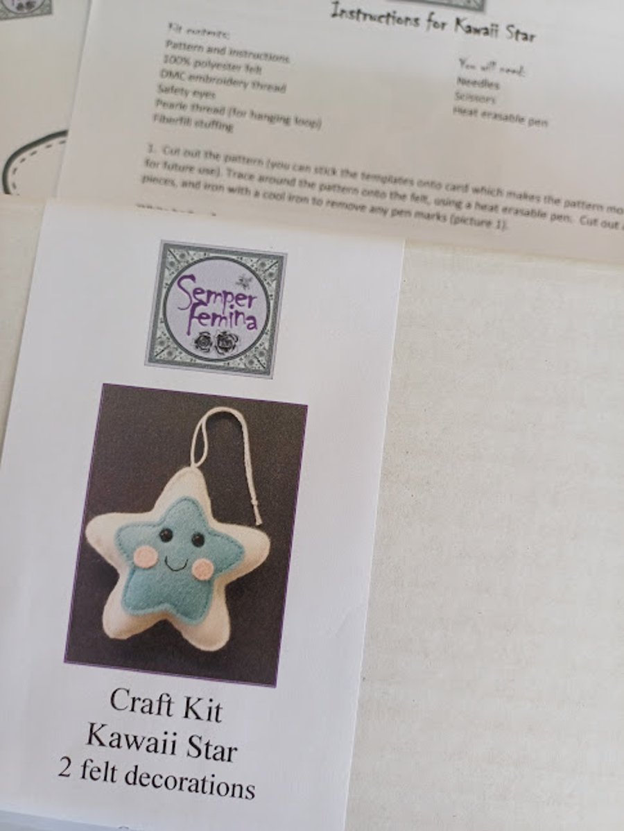 Kawaii Star felt hand sewing craft kit
