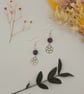 Handmade Amethyst Crystal Dangle Earrings with Pentacle Charms, Sterling Silver