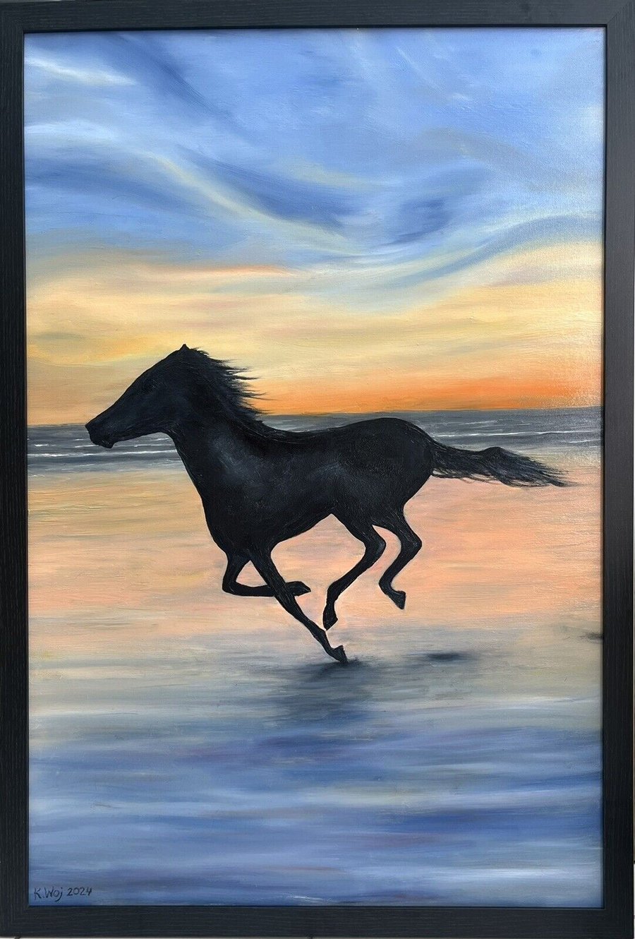 Low Tide Horse Oil on Canvas Painting 24x36" signed - Direct from the artist