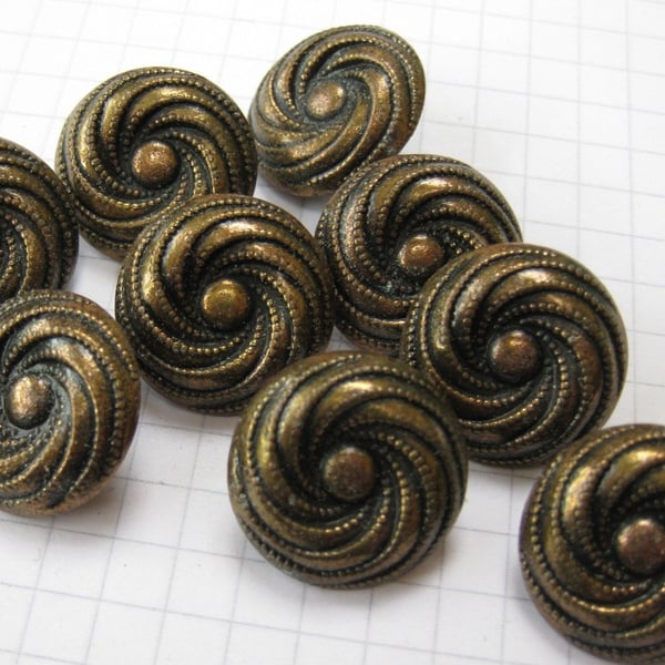 10 Small Copper Swirl Shank Buttons