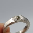 Handmade Sterling Silver Ring – 2mm Green Sapphire Gemstone - Size I