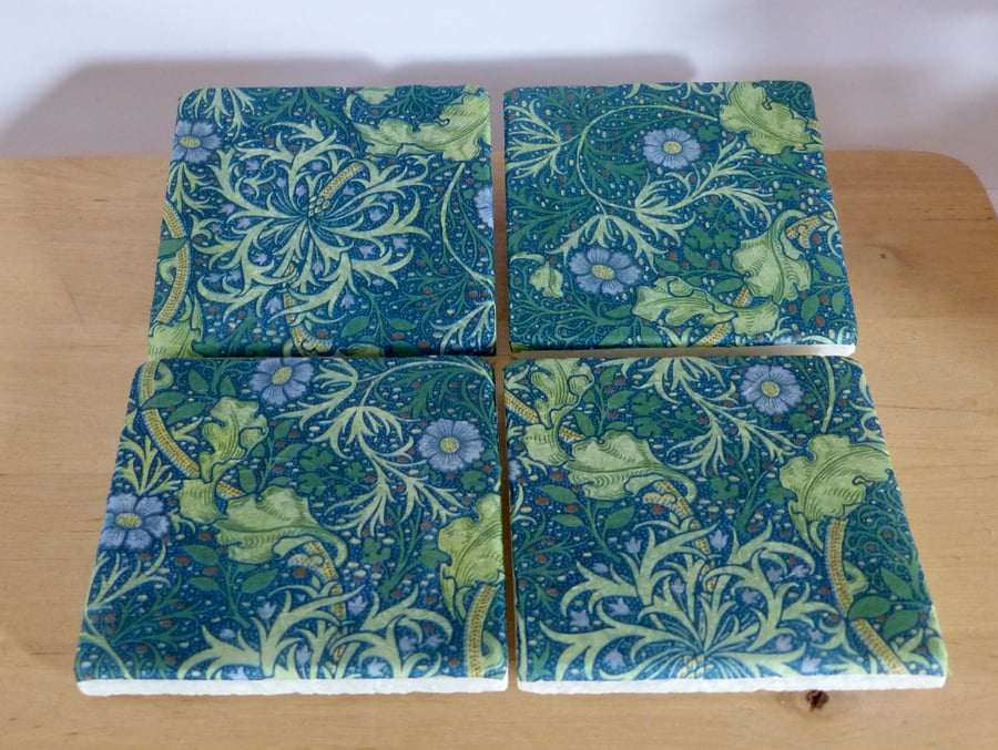Set of 4 Marble 'William Morris' Coasters