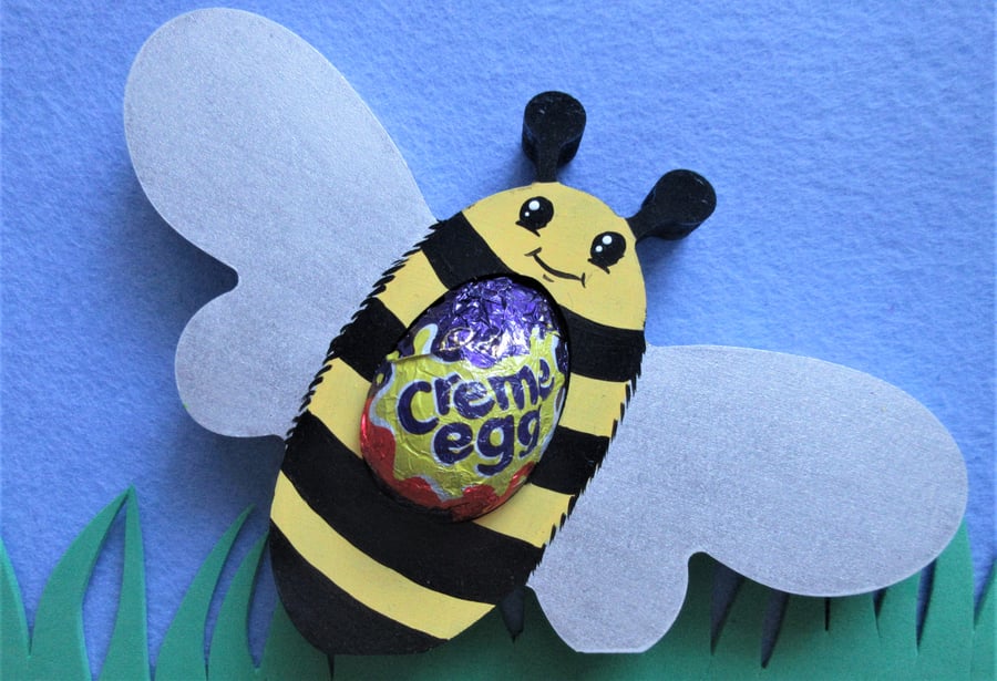 Bumble Bee Easter Chocolate Egg Holder Wooden Hand Painted 