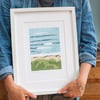 Bamburgh Beach, Northumberland - Reduction Linoprint 