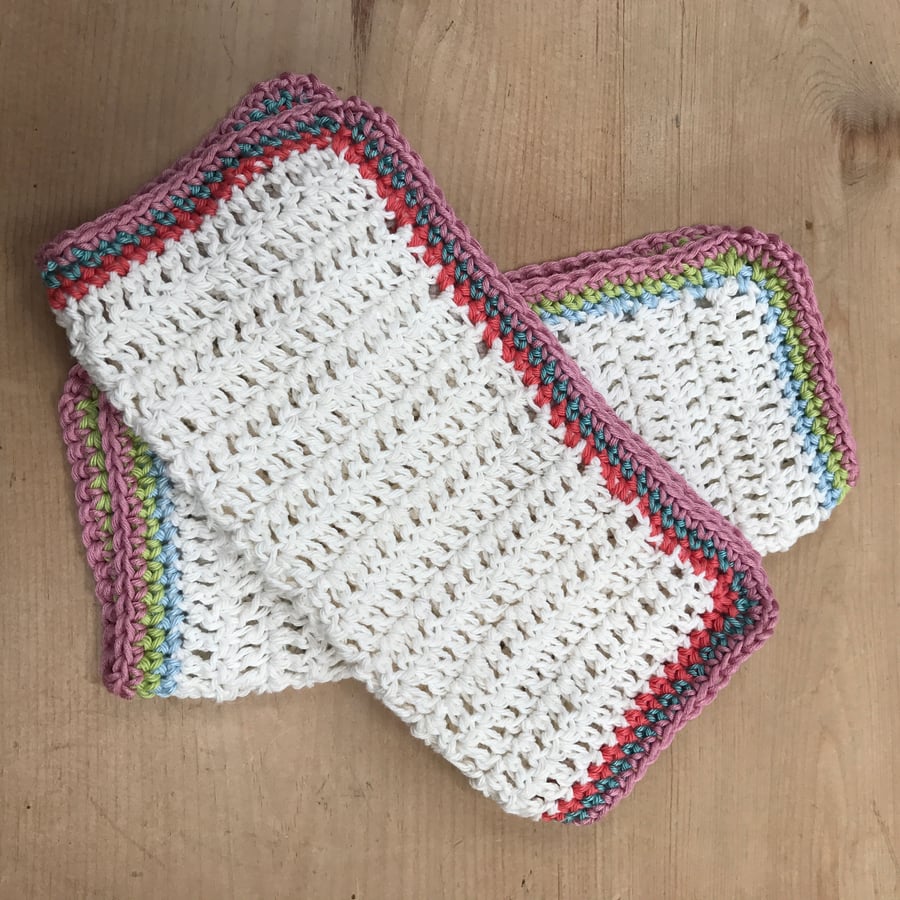 Crochet cotton dishcloths or washcloths 