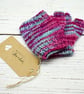 Hand Knitted fingerless mittens toddler Pinks Purples - Image 2
