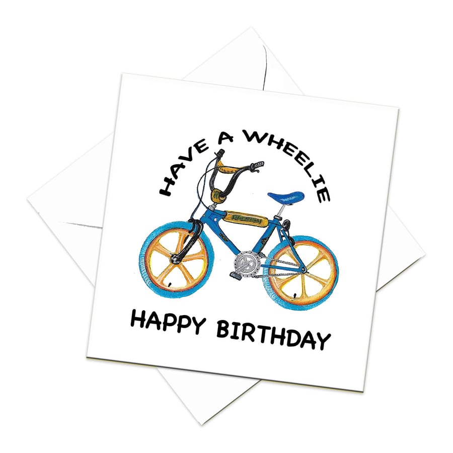 Bmx burner bicycle birthday card