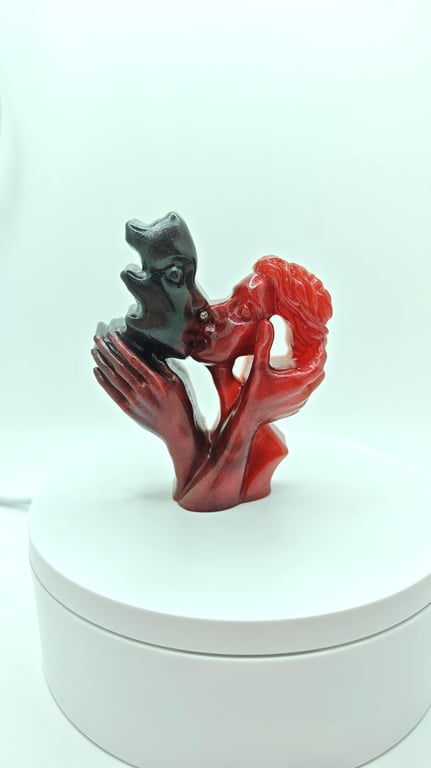 Kissing Couple Resin Ornament: Handmade Valentine's Day Gift